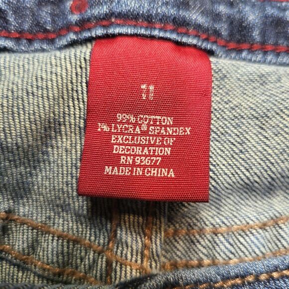 Arizona Jean Co Juniors 11 Blue Boot Cut Distressed Stretch Denim - Picture 5 of 12